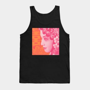 Chinese Opera Star Blush Pink with Orange Double Happiness Symbol- Hong Kong Retro Tank Top